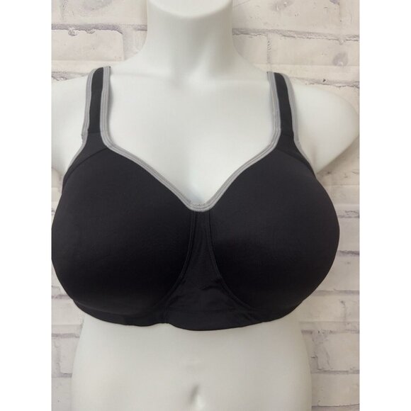 Vanity Fair Lingerie Sport Bra Full Figure Wireless‎ Black Style 71500 Size 40DD - Picture 1 of 8